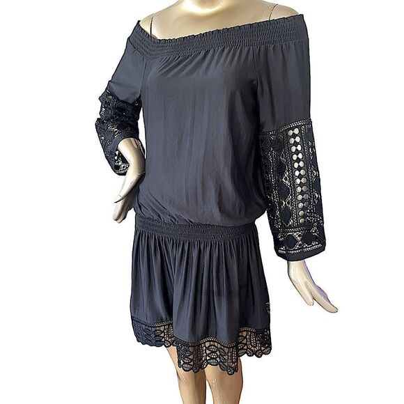 Ramy Brook Off The Shoulder Mini Dress Lace Details.l/s features elastic waist S - Picture 1 of 14